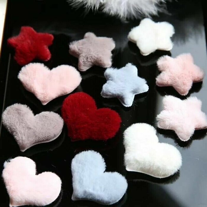 Fluffy Heart & Star Sew On Patches