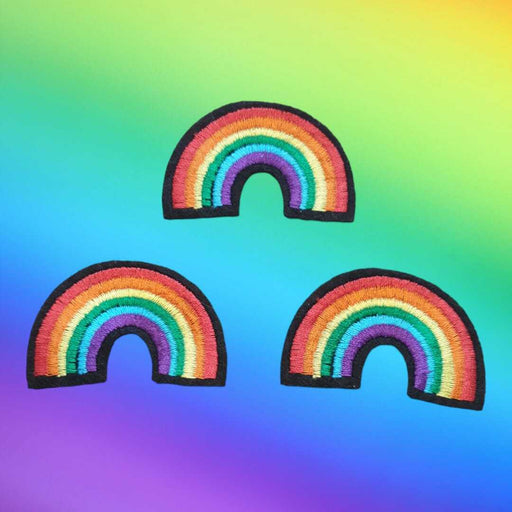 Set of 3 Rainbow Embroidered Iron on / Sew on Patch Patches