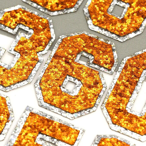 Orange Sequin 5cm Iron-On Patch Numbers