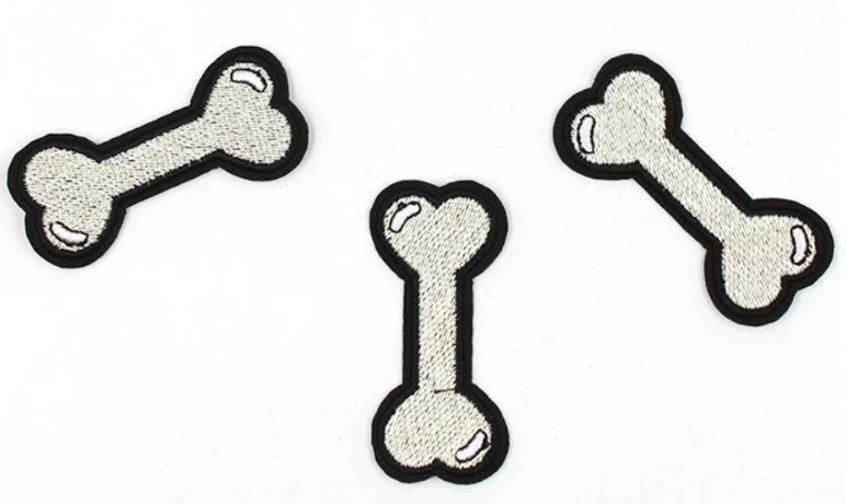 Dog & Bone Embroidered Iron-On Patches