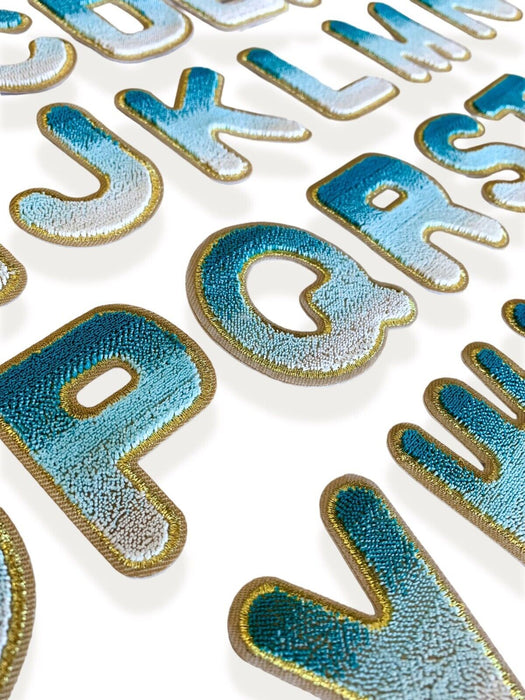 Blue Ombré 6cm Iron-On Patch Letters