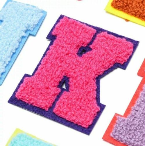 Pink Coloured Chenille Pop Edition 7cm Sew-On Patch Letter K