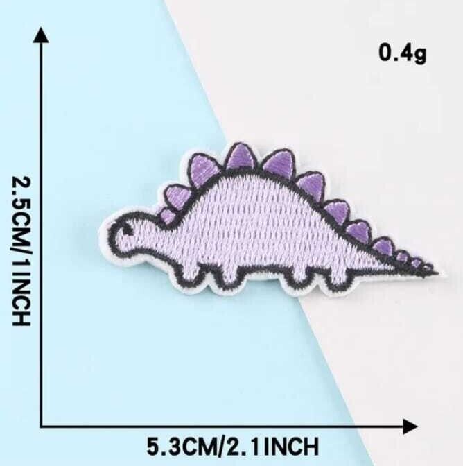 Pastel Dinosaur Embroidered Sticky Back Iron-On Patches