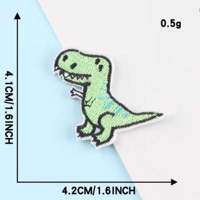 Pastel Dinosaur Embroidered Sticky Back Iron-On Patches