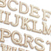 White pearl gold rhinestone iron-on patch letters perfect for brides and customising clothing.