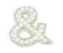 A white pearl silver rhinestone iron-on ampersand patch letter. Matches with pearl iron-on patch letters to create phrases.