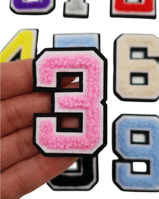Pink Chenille 3D Varsity 7.5cm Iron-On Patch Number 3