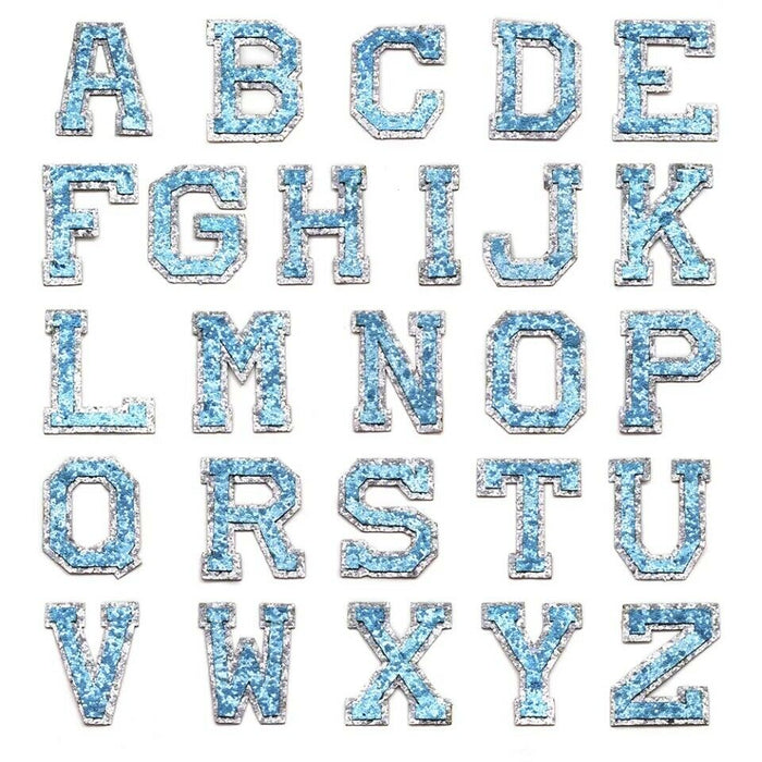 Blue Sequin 5cm Iron-On Patch Letters