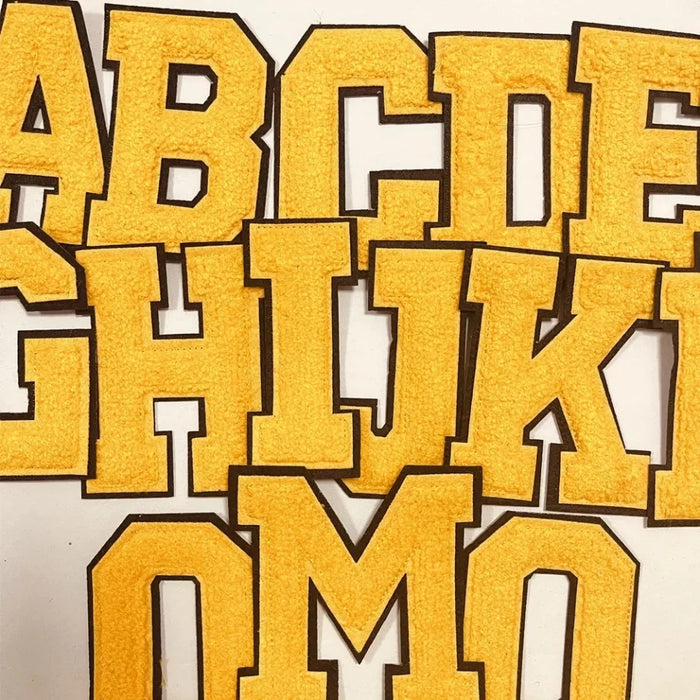Varsity Style Yellow 10.5cm Chenille Iron-On Patch Letters