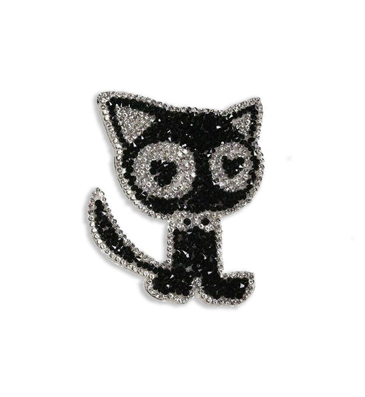 Black Cat Rhinestone Iron-On Patch