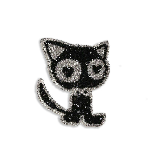 Black Cat Rhinestone Iron-On Patch