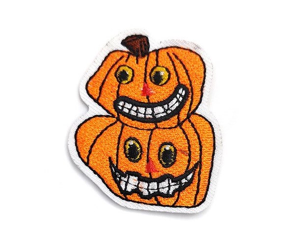 Halloween Pumpkins & Vampire Bat Iron-On Patches