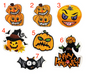 Halloween Pumpkins & Vampire Bat Iron-On Patches