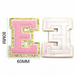 Pink & Gold Trim 8cm Chenille Iron-On Patch Letter E