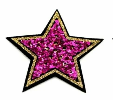 Glitter Sparkle Star 4.2cm Iron On Patch