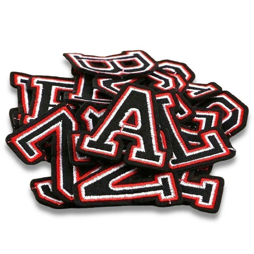 Black, White & Red Retro 4.5cm Iron-On Patch Letters