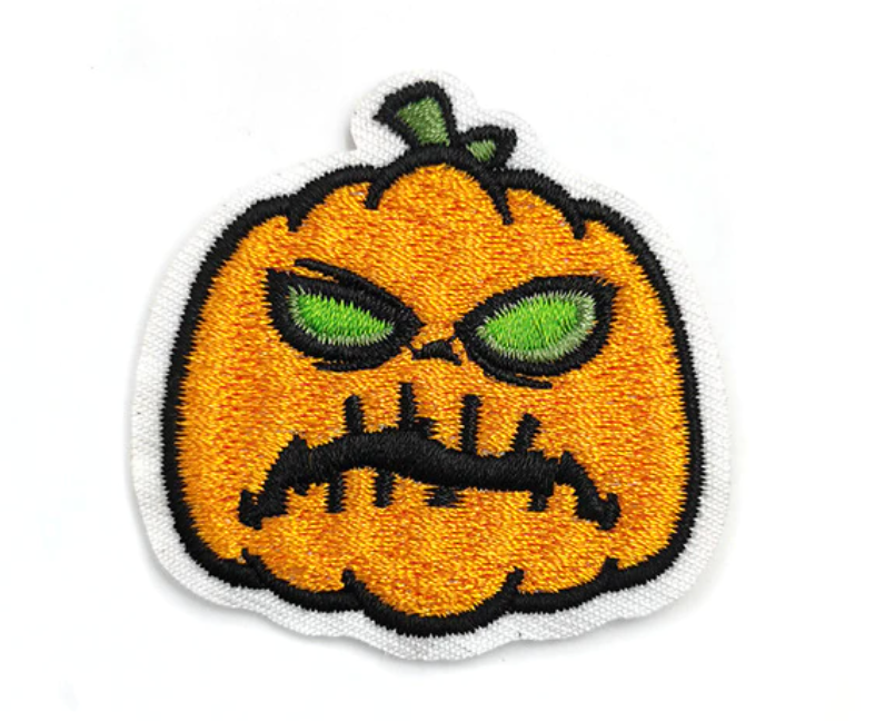 Halloween Pumpkins & Vampire Bat Iron-On Patches