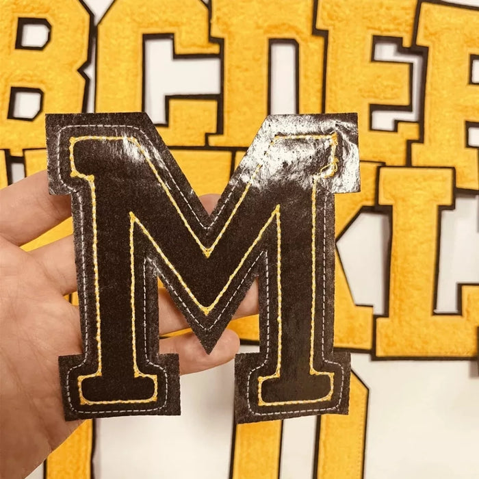 Varsity Style Chocolate 10.5cm Chenille Iron-On Patch Letter M