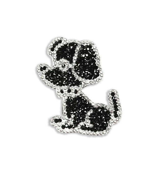 Black Dog Rhinestone Iron-On Patch