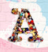 Multi-Coloured Jewel & Rhinestone 5cm Iron On Patch Letter A