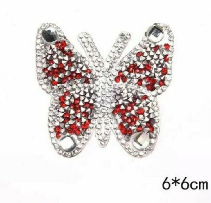 Rhinestone Butterfly Multi-Coloured 6cm Iron-On Patches