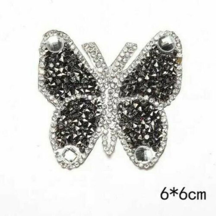 Rhinestone Butterfly Multi-Coloured 6cm Iron-On Patches