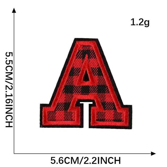 Tartan Embroidered 5.5cm Iron On Patch Letter A