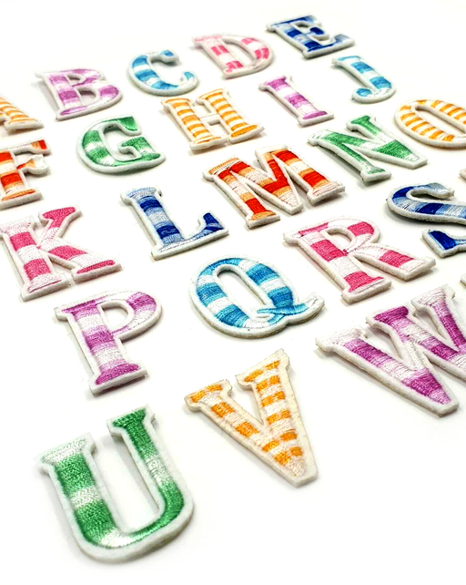 Multi Coloured Embroidered 3.5cm Iron On Patch Letters