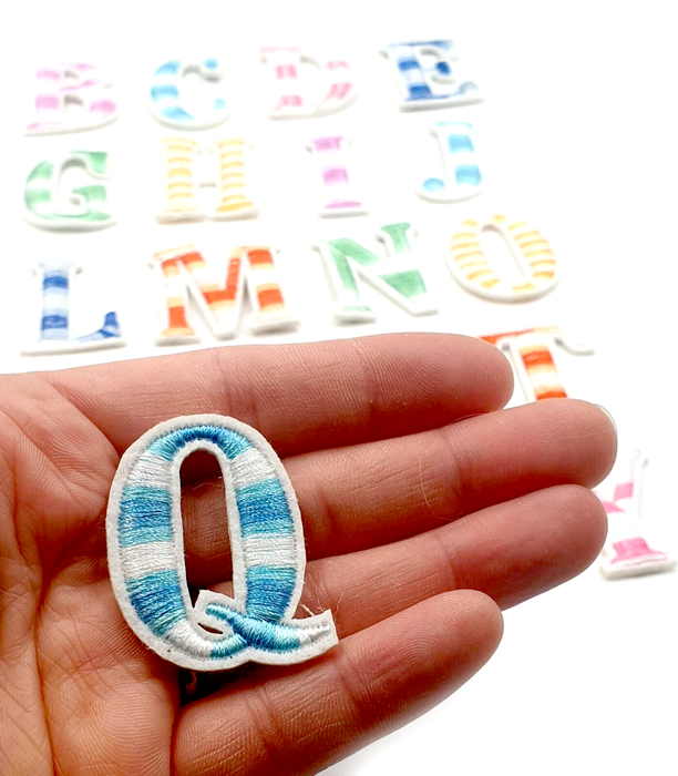 Multi Coloured Embroidered 3.5cm Iron On Patch Letter Q