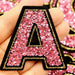 Pink Sequin Sparkle Iron On Patch Letter A