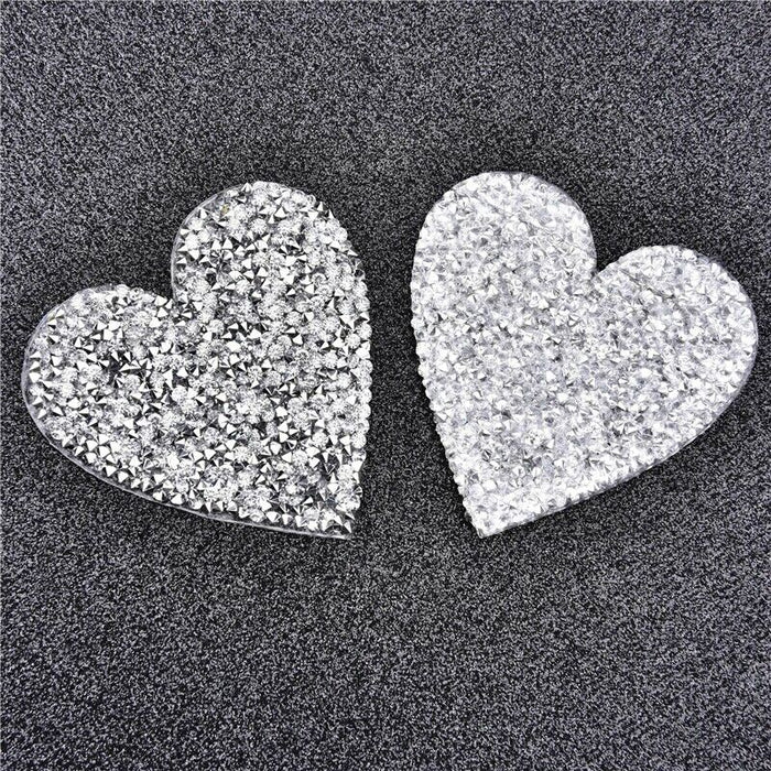 Rhinestone Hearts 5cm Iron-On Patches