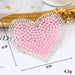 Pearl Rhinestone Hearts Pink 6cm Iron-On Patches