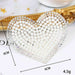 Pearl Rhinestone Hearts White 6cm Iron-On Patches