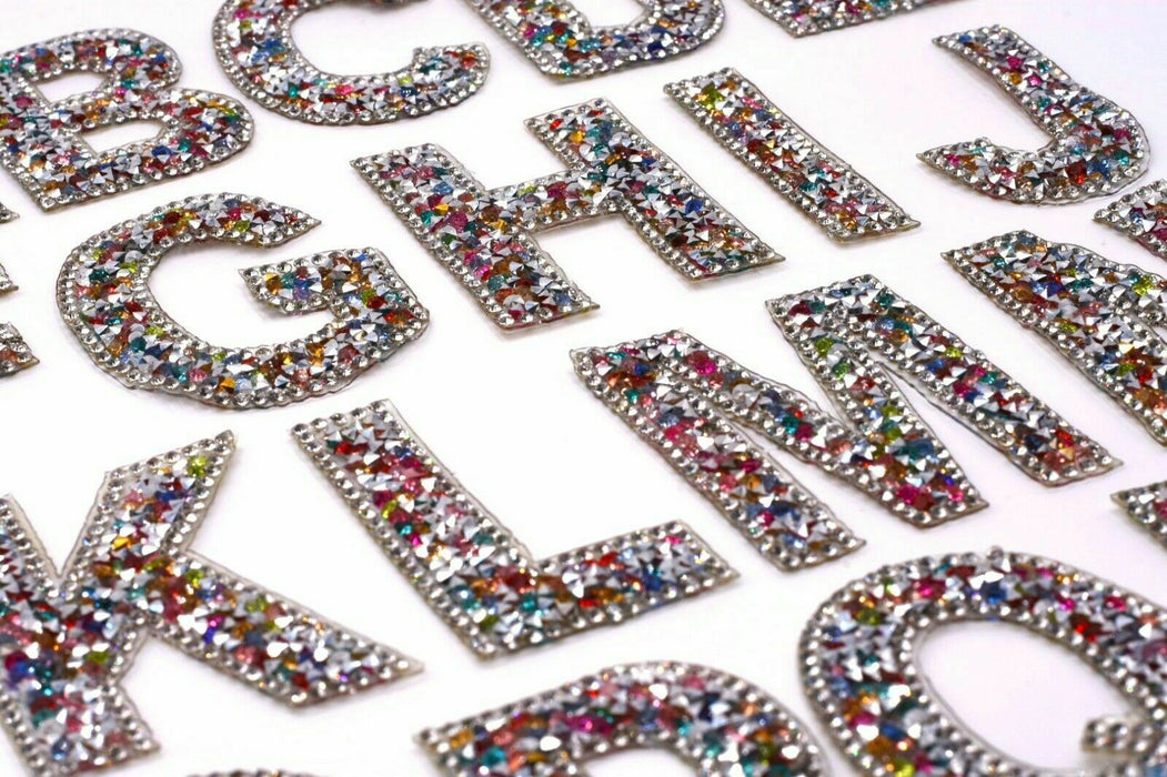 Rainbow Rhinestone 6.3cm Iron On Patch Letters