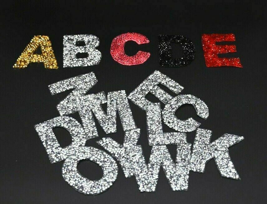 Multicolored Rhinestone Iron On Patch Letters