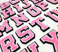 3D Varsity Style Pink 5cm Chenille Iron-On Patch Letters