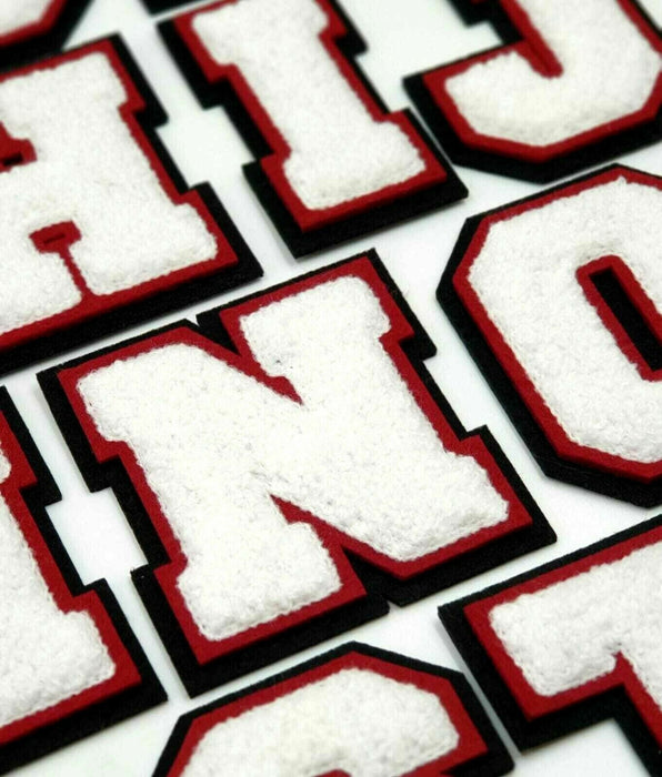 White 3D Chenille Iron-On Patch Letters