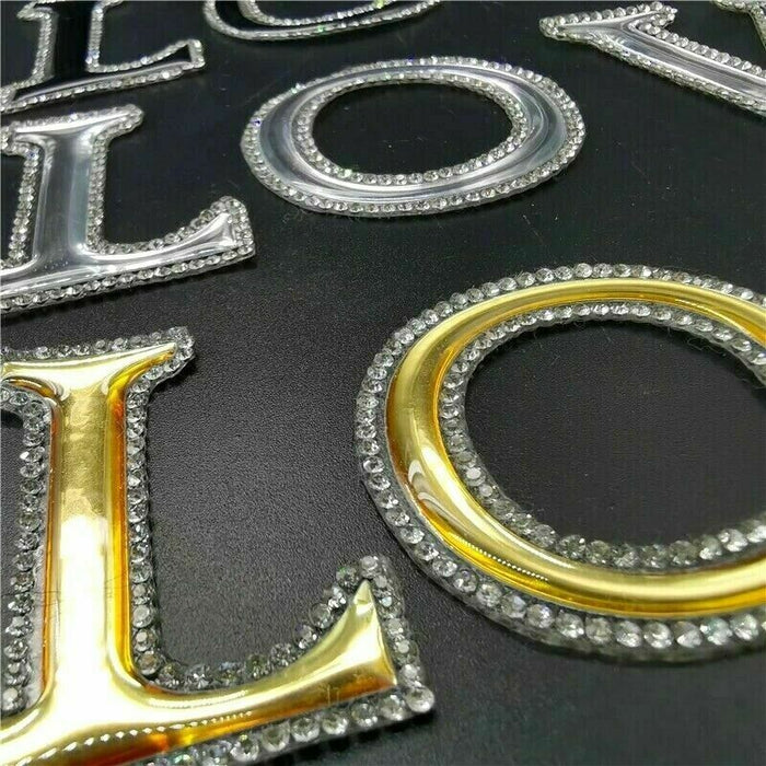 Gold Rhinestone Sparkle 5.2cm Iron On Patch Letters