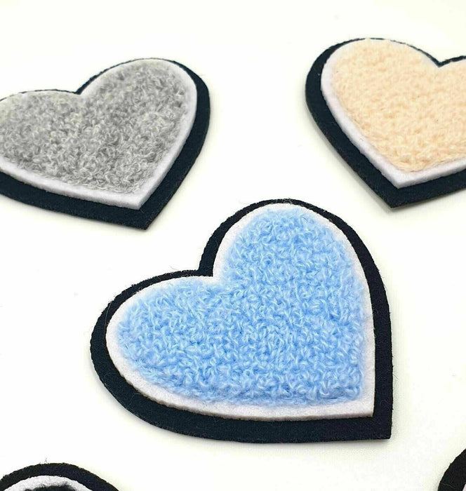 6cm Chenille Heart & Star Iron On Patches
