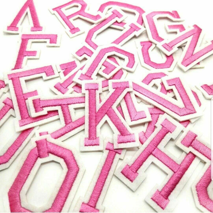 Pink 5cm Embroidered Iron On Patch Letters