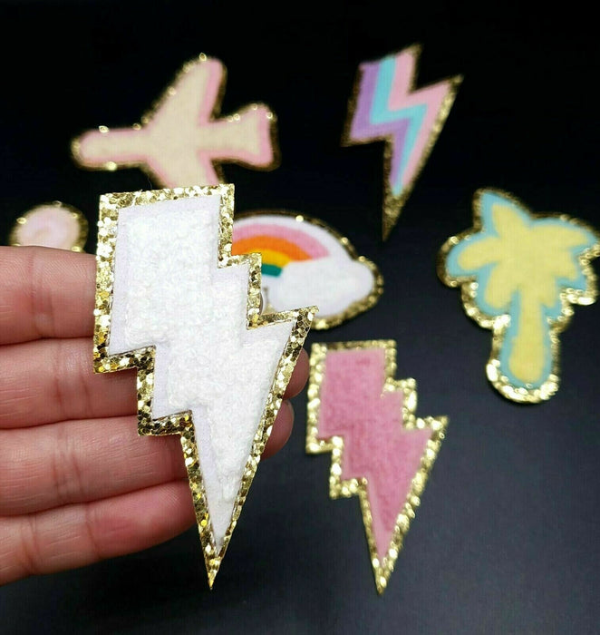 Lightning  Chenille Iron on / Sew on Patch Patches