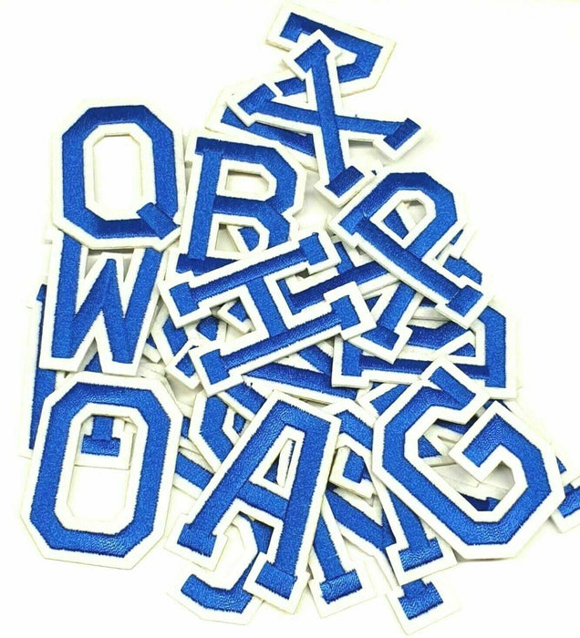 Blue 5cm Embroidered Iron On Patch Letters