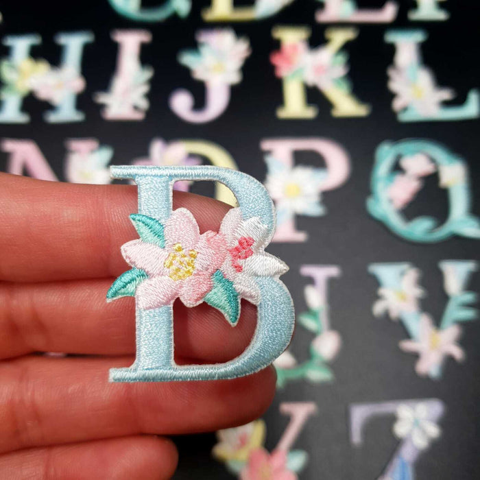 Secret Garden Flower Embroidered 3.3cm Iron-On Patch Letter B