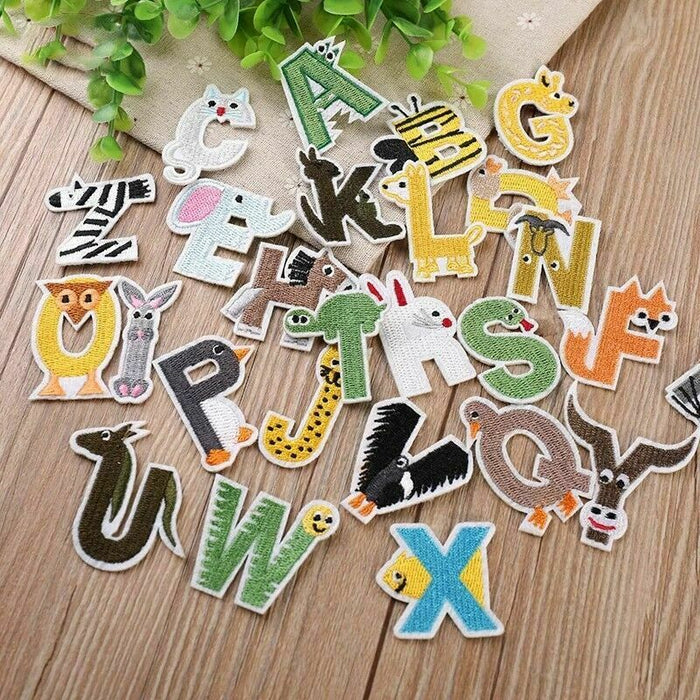 Kids Range Animal Embroidered 5cm Iron-On Patch Letters