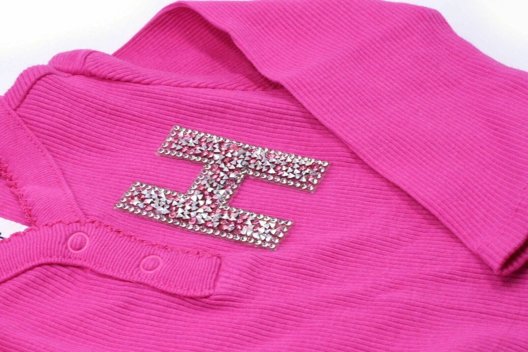 Large Pink Rhinestone 6.3cm Iron-On Patch Letter H