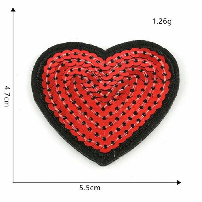 Large Red Sequin 7.8cm Iron-On Patch  Heart