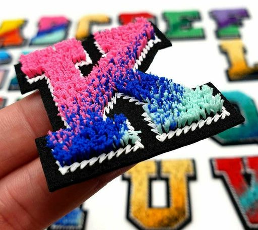 Brush Style Multicoloured 4.7cm Iron-On Patch Letter K