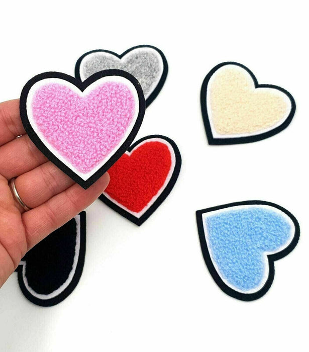6cm Chenille Heart & Star Iron On Patches