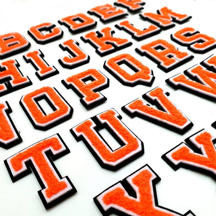 3D Varsity Style Orange 5cm Chenille Iron-On Patch Letters