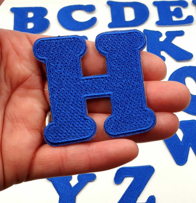 Blue Pop Font 5cm Iron-On Patch Letter H